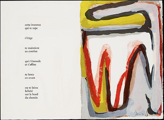 Illustratie uit 'Sans fin l'affamé' door Charles Juliet met steendrukken van Bram van Velde (1976). Een boek dat is opgenomen in 'Voices and Visions. The Koopman Collection in the National Library of the Netherlands' (Waanders, 2009)